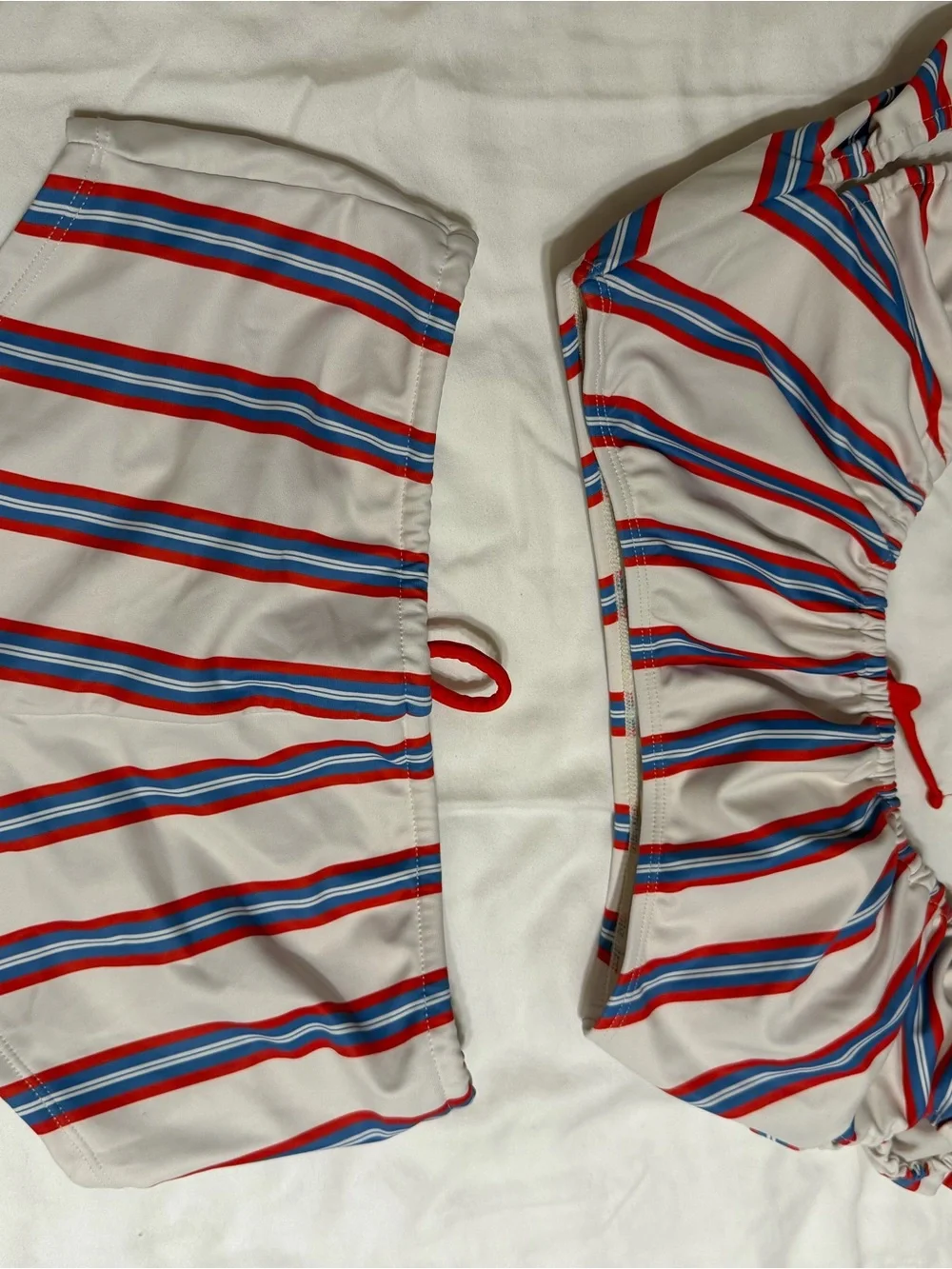 No Boundaries White Bikini with Red and Blue Stripes